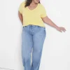 Knit Tops^Lane Bryant Short-Sleeve Deep V-Neck Linen Tee Yellow