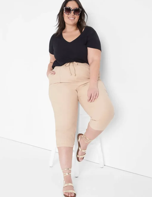 Knit Tops^Lane Bryant Short-Sleeve Deep V-Neck Linen Tee Black