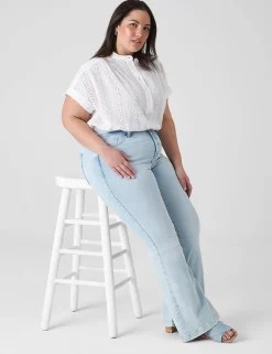 Shirts & Blouses^Lane Bryant Short-Sleeve Eyelet Popover Blouse White