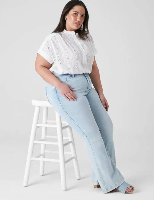 Shirts & Blouses^Lane Bryant Short-Sleeve Eyelet Popover Blouse White
