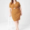 Sheath^Lane Bryant Short-Sleeve Polo Sweater Dress Cathay Spice
