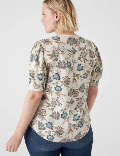 Shirts & Blouses^Lane Bryant Short-Sleeve Split-Neck Bib Top Miranda Vine
