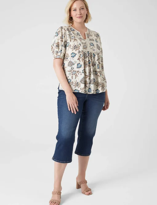 Shirts & Blouses^Lane Bryant Short-Sleeve Split-Neck Bib Top Miranda Vine