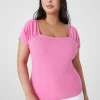 Knit Tops^Lane Bryant Short-Sleeve Square-Neck Tee Fiji Flower