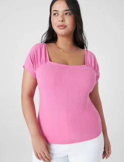 The Tee Shop^Lane Bryant Short-Sleeve Square-Neck Tee Fiji Flower