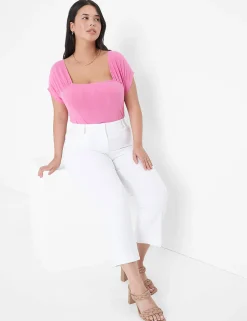 Knit Tops^Lane Bryant Short-Sleeve Square-Neck Tee Fiji Flower