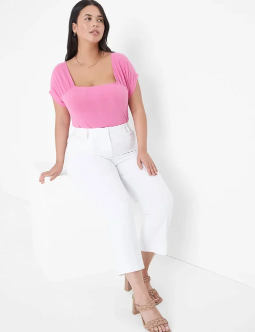 Knit Tops^Lane Bryant Short-Sleeve Square-Neck Tee Fiji Flower