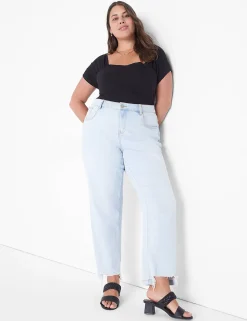 Knit Tops^Lane Bryant Short-Sleeve Square-Neck Tee Black