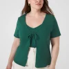 Cardigans^Lane Bryant Short-Sleeve Tie-Front Rib Overpiece Hunter Green