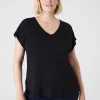 The Tee Shop^Lane Bryant Short-Sleeve V-Neck Pocket Tee Black