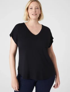 The Tee Shop^Lane Bryant Short-Sleeve V-Neck Pocket Tee Black