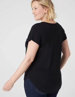 The Tee Shop^Lane Bryant Short-Sleeve V-Neck Pocket Tee Black