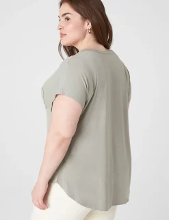 The Tee Shop^Lane Bryant Short-Sleeve V-Neck Pocket Tee Dried Sage