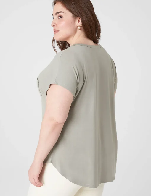 The Tee Shop^Lane Bryant Short-Sleeve V-Neck Pocket Tee Dried Sage