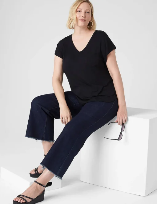The Tee Shop^Lane Bryant Short-Sleeve V-Neck Pocket Tee Black