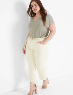 The Tee Shop^Lane Bryant Short-Sleeve V-Neck Pocket Tee Dried Sage