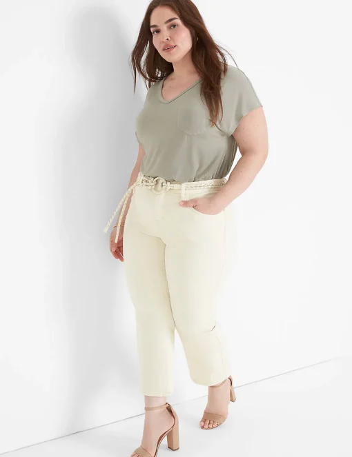 The Tee Shop^Lane Bryant Short-Sleeve V-Neck Pocket Tee Dried Sage