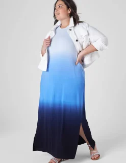 Maxi & Midi^Lane Bryant Side-Slit Sheath Maxi Dress Xenon Blue