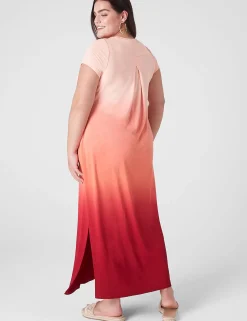 Casual^Lane Bryant Side-Slit Sheath Maxi Dress Tropical Peach