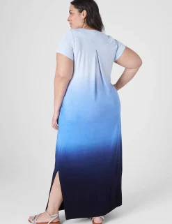 Maxi & Midi^Lane Bryant Side-Slit Sheath Maxi Dress Xenon Blue