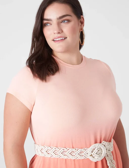 Maxi & Midi^Lane Bryant Side-Slit Sheath Maxi Dress Tropical Peach
