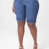 Shorts^Lane Bryant Signature Fit Bermuda Jean Short - Light Destruction Medium Denim