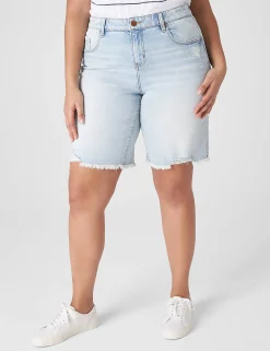 Signature Fit^Lane Bryant Signature Fit Boyfriend Bermuda Jean Short Light Denim