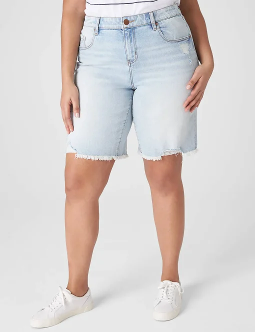 Crops, Capris And Shorts^Lane Bryant Signature Fit Boyfriend Bermuda Jean Short Light Denim