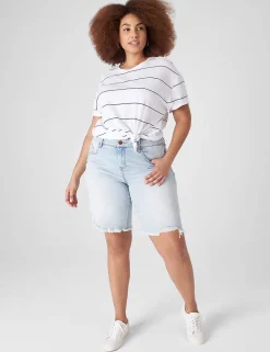 Crops, Capris And Shorts^Lane Bryant Signature Fit Boyfriend Bermuda Jean Short Light Denim
