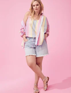 Crops, Capris And Shorts^Lane Bryant Signature Fit Boyfriend Bermuda Jean Short Light Denim