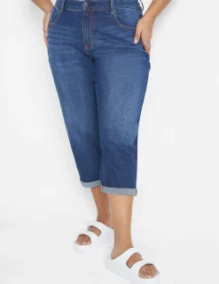 Boyfriend^Lane Bryant Signature Fit Boyfriend Capri Jean Dark Denim
