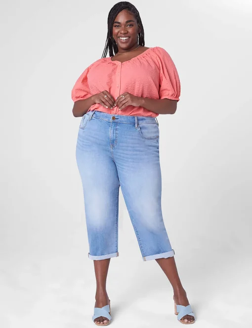Crops, Capris And Shorts^Lane Bryant Signature Fit Boyfriend Capri Jean Medium Denim