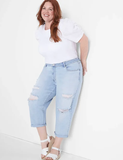 Crops, Capris And Shorts^Lane Bryant Signature Fit Boyfriend Capri Jean Light Denim