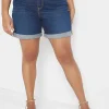 Signature Fit^Lane Bryant Signature Fit Boyfriend Jean Midi Short Dark Denim
