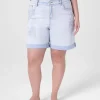Crops, Capris And Shorts^Lane Bryant Signature Fit Boyfriend Jean Midi Short With Embroidery Light Denim