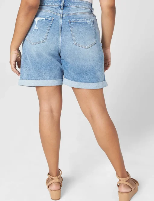 Shorts^Lane Bryant Signature Fit Boyfriend Jean Midi Short - Destruction Light Denim