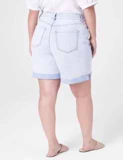 Signature Fit^Lane Bryant Signature Fit Boyfriend Jean Midi Short With Embroidery Light Denim