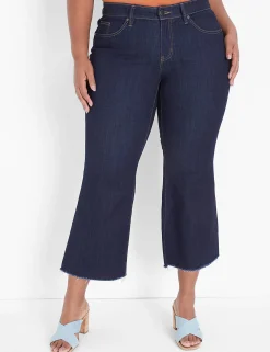 Wide Leg & Flare Jeans^Lane Bryant Signature Fit Crop Flare Jean Dark Denim
