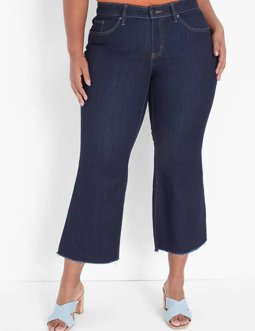 Crops And Capris^Lane Bryant Signature Fit Crop Flare Jean Dark Denim
