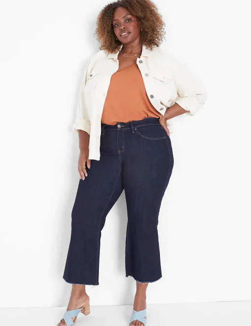 Crops And Capris^Lane Bryant Signature Fit Crop Flare Jean Dark Denim