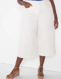 Wide Leg & Flare Jeans^Lane Bryant Signature Fit Crop Wide Leg Jean Ecru