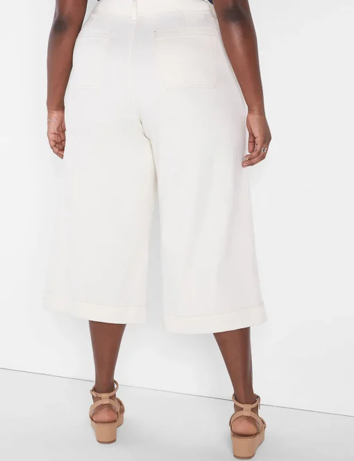Crops, Capris And Shorts^Lane Bryant Signature Fit Crop Wide Leg Jean Ecru