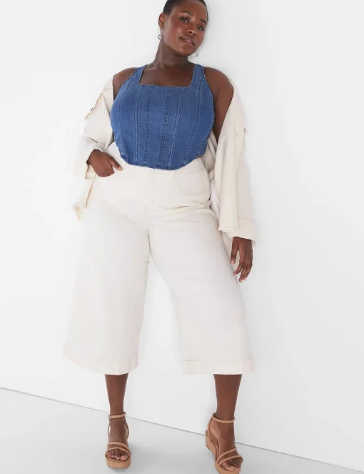 Crops, Capris And Shorts^Lane Bryant Signature Fit Crop Wide Leg Jean Ecru