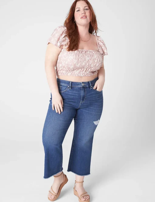 Wide Leg & Flare Jeans^Lane Bryant Signature Fit Cropped Flare Jean Medium Denim