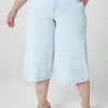 Signature Fit^Lane Bryant Signature Fit Fluid Culotte Jean - Stripe Light Denim