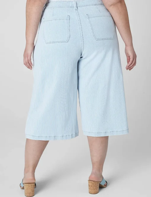 Signature Fit^Lane Bryant Signature Fit Fluid Culotte Jean - Stripe Light Denim