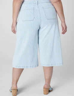Wide Leg & Flare Jeans^Lane Bryant Signature Fit Fluid Culotte Jean - Stripe Light Denim