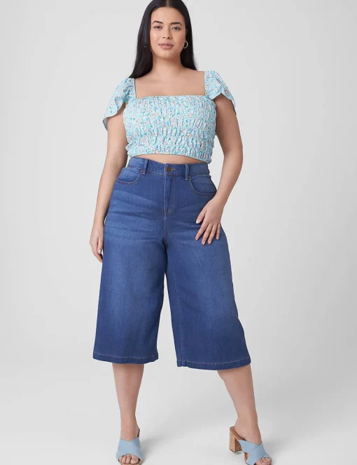 Crops And Capris^Lane Bryant Signature Fit Fluid Culotte Jean Medium Denim
