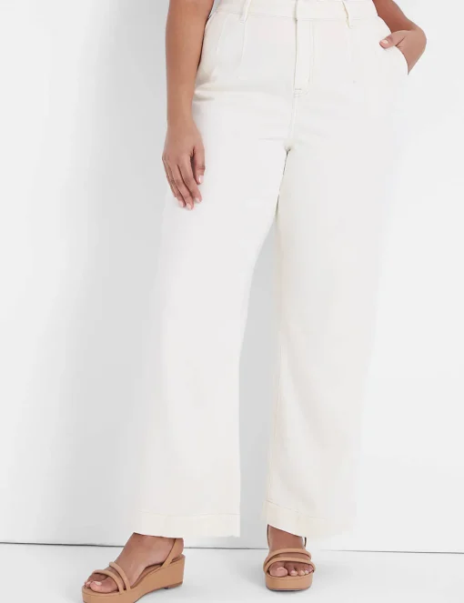 Signature Fit^Lane Bryant Signature Fit Fluid Wide Leg Trouser Jean Off White