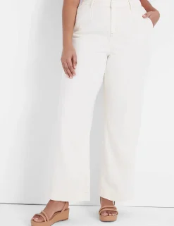 Wide Leg & Flare Jeans^Lane Bryant Signature Fit Fluid Wide Leg Trouser Jean Off White